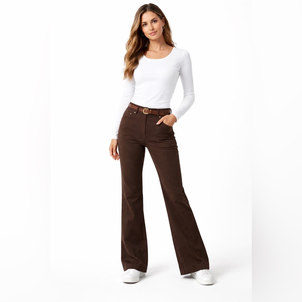 St John Sport Women's Trousers Pant Jean Size 2 Chocolate Brown Designer Logo - Picture 2 of 9